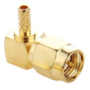 GOLD PLATED 90 DEGREE SMA MALE PLUG TO SMA FEMALE JACK ADAPTER CONNECTOR